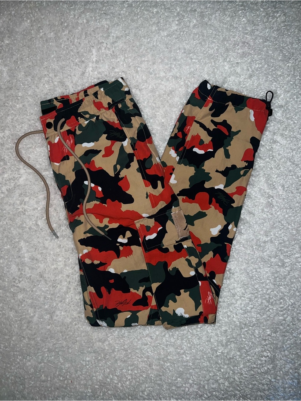 Jordan Men’s Camo Cargo Pants in Red, Green, Tan, Black